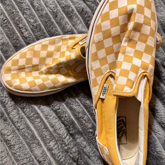 Vans Mustard Checkered Slip-On Shoes - Picture 1 of 1